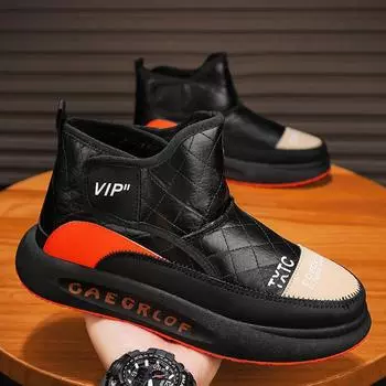 Fashion Hot Style Men s Snow Boots Velvet and Thickening Warm Shoes for Men Comfort Wear-resistant Trendy All-match Mens Winter Shoes 39 белый