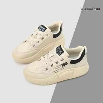 fashion Hot Thick Bottom Women s Vulcanize Shoes Outdoor Sneakers Mid Heel PU Casual Shoes Zapatos Para Mujeres Shoes for Women Loafers 35 чёрный