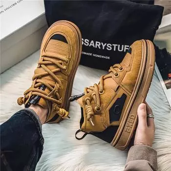 Модные мужские кроссовки для скейтбординга INS Style, уличные кроссовки на платформе с высоким верхом, мужские модные кроссовки для скейтбординга на шнуровке 39 серый