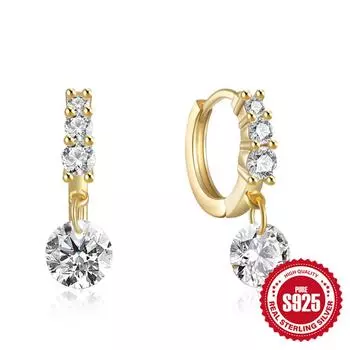 Fashion Ins Wind S925 Sterling Silver Simple Single Diamond Smart Earrings Earrings Earrings Women 925 Silver