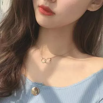 Fashion Irregular Simple Double Ring Geometric Neck Chain Clavicle Chain Choker Necklace золотой