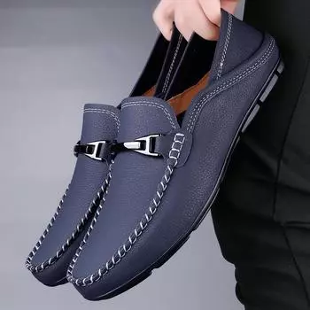 Fashion Italian All-match Loafers Men Light Casual Shoes 2024 New Non-slip Driving Shoes High-end Handmade Genuine Leather Men Shoes 36 хаки