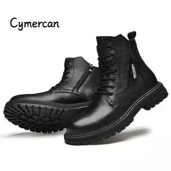 Fashion Italian Genuine Leather Men s Boots Casual Outdoor Winter Boots Luxury Brand High Quality Non-Slip Warm Boots Male Ankle Boots 38