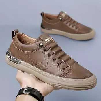 Fashion Italian Genuine Leather Mens Shoes New Casual Sport Shoes Designer Outdoor Office Shoes Walking Sneakers 2024 Tennis Masculino 38 серый