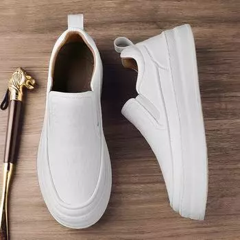 Fashion Italian Soft Man Loafers Handmade Moccasins Breathable Slip on Boat Shoes Elevator Flats Thick Bottom Mens Casual Leather Shoes 38