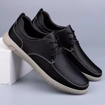 Fashion Italian style shoes men high quality Genuine Leather Casual Shoe Men Black Classic Oxford shoes Outdoor men dress walking shoes 6.5 чёрный