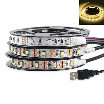 FASHION ITAT USB 3528 SMD LED 0,5/1/2/3/4/5 м DC 5 В полоса для гардероба ТВ фон 0.5M теплый белый