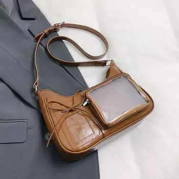 Fashion Japanese Style Transparent Harajuku Shoulder Bag Casual Badge Display Lolita Handbag Daily