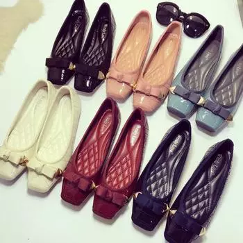 Fashion Japanned Leather Non-slip Flats Women Solid Shallow Ballerina Plus Size35-41 Office Shoes Ladies Square Toe Bow-knot Moccasins 35 красный