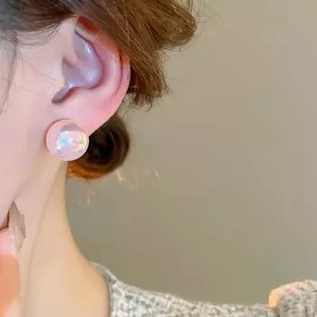 Fashion Jewelry Pink Pearl Earrings Round Pink Pearl Ear Hook Pink Pearl Ear Studs Premium Gift 12mm розовый