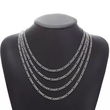 Fashion Jewelry Stainless Steel Classic Chain Choker Thick Chain Long Necklace silver-26inch