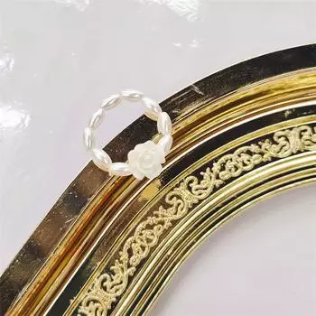 Fashion Jewelry Vintage Sweet Women Resin Geometric Finger Ring Pearl Rings DIY Rose Flower A