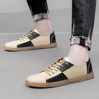 Fashion Jogging Men s Footwear Spring New Outdoor Sneakers Shoes Fashion Genuine Leather Casual Shoes Lightweight Men s Oxford Shoes 37 бежевый