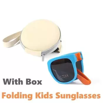 Fashion Kids Foldable Sunglasses with Box Outdoor UV400 Sun Glasses Eye Protection for Children Baby Boys Girls Ultraviolet Eyewear As picture