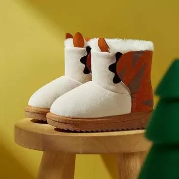 Fashion Kids Snow Boots Winter Fashion Non-slip Children s Boots Skiing Warm Waterproof Pattern Soft Thick Bottom Children s Shoes 150 insole15cm серый