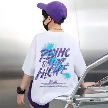 Fashion Kids T Shirt Summer Street Cartoon Printed Boys Girls Clothing Kids Short Sleeve 170cm белый