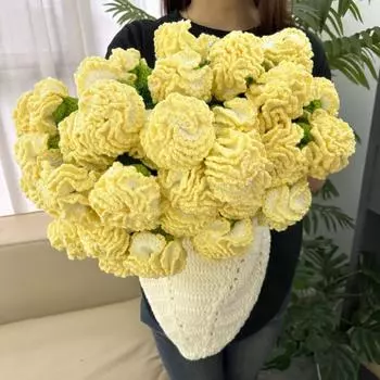 Fashion Knitted Flower Blanket Finished Carnation Nap Blanket Mother s Day 60cm