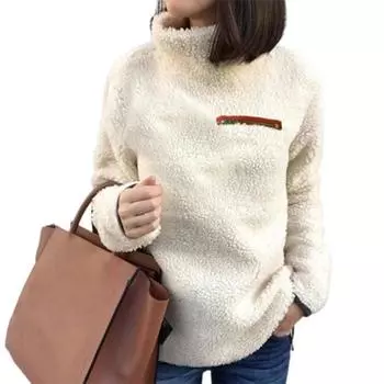 FASHION KOKKO женская блузка однотонная плюшевая осень-зима свободный ветрозащитный пуловер для вечеринки S серый