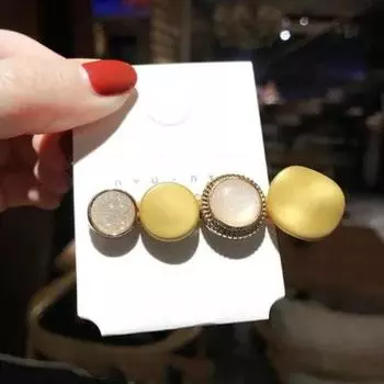 Fashion Korea Rhinestones Hair Clips for Girls Hairpins Geometric Round Barrette Hair Clips for Women Barrette Hair Accessories