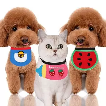 Fashion Korean ins Pet Bibs Cat Bandanas Scarf Bibs Cute Cartoon Style Puppy Small Dog Saliva Towels Neckerchief Pet Accessories