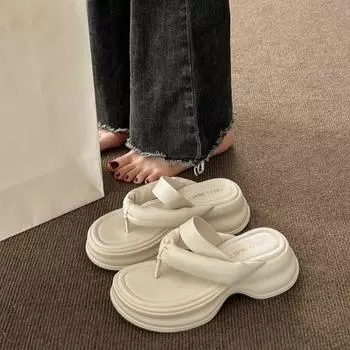 Модные корейские тапочки с рисунком «елочка» 2024 года, летние новые повседневные универсальные простые и удобные женские туфли 35 жёлтый