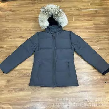 FASHION Куртка на гусином пуху женская короткая куртка с волчьей шерстью Одежда XS чёрный