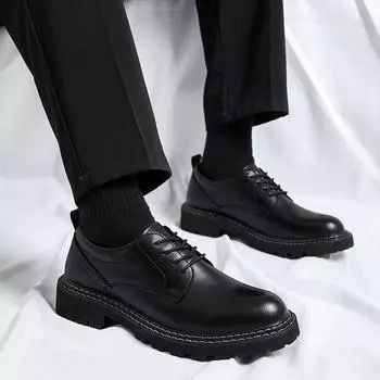 Fashion Lace-Up Leather Men s Shoes Classic Men Wedding Dress Shoes Luxury Brand Men Casual Shoes Classic Male Comfortable Oxfords Shoe 38 чёрный