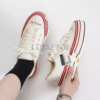 fashion Lace Up Low Top Sneakers Women Platform Canvas Shoes Spring Female Casual Shoes Ladies Flats Zapatos Mujer 35 чёрный