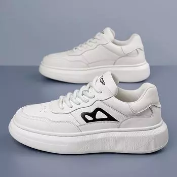 Fashion Lace-Up Luxury Brand Skate Shoes Men All-match Men s Shoes Leather Men Fashion Walking Shoes Classic Busines Outdoor Footwear 38 белый