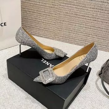 fashion Ladies 2024 Summer New Sexy Pointed Luxury Rhinestone Brand Design Women s Shoes Elegant Banquet Party Dress Women s High Heels 34 золотой