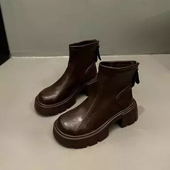 Fashion Ladies Ankle Boots Solid Color Winter Round Head New 2024 Hot Sale Fashion Non-slip Outdoors Women s Boots Botines Mujer 35 чёрный