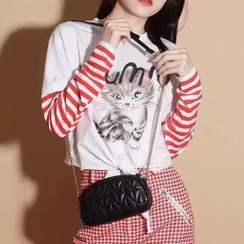 Fashion Ladies Chain Crossbody Bags Versatile Rhombic Sewing Small Square Bags Simple PU Leather Shoulder Bags for Women