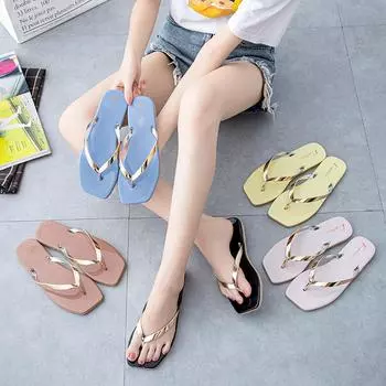 Fashion Ladies New Slippers Flip-Flops Outer Wear Trendy Fashion Four Seasons Outing Non-slip Fashion Flip-on Beach Sandals and Slippers 36 хаки
