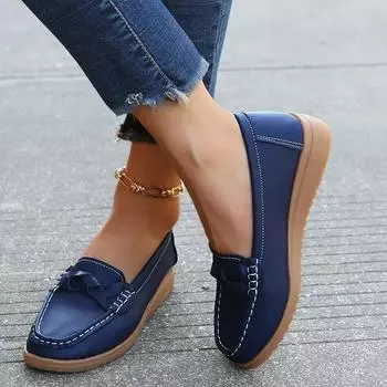 Fashion Ladies Shoes 2024 Brand Loafers Women s High Heels Fashion Slip-on Office and Career Hot Sale Round Toe Plus Size Flat Low Heels 35 красный