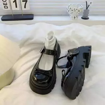 Модная женская обувь 2024 года, горячая распродажа, новые осенние женские туфли-лодочки с пряжкой, Мэри Джейн, круглый носок, однотонные туфли-бабочки, платье на среднем каблуке, симпатичные туфли-лодочки 35 покинуть белый