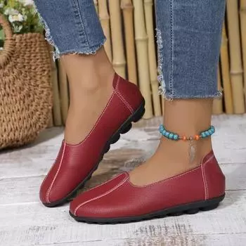 Fashion Ladies Shoes 2024 Hot Sale One Kick Women s Flats Autumn Round Toe Solid Solft Sole Casual Comfortable Flats Large Size Loafers 36 белый