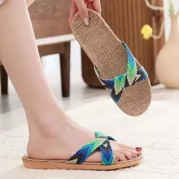 fashion Ladies Shoes 2024 Hot Sale Open Toe Women Slippers Summer Rome Mixed Colors Solft Sole Light Outdoor Casual Beach Flat Slippers 35 чёрный