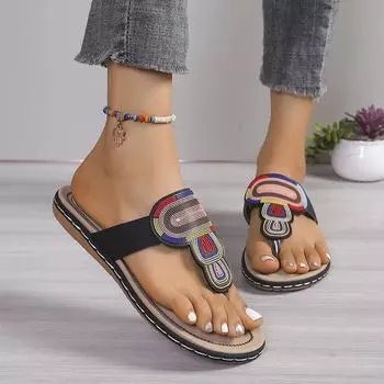 Модная женская обувь 2024 года, горячая распродажа, женские тапочки с защипнутым носком, летние римские разноцветные плоские повседневные пляжные удобные шлепанцы большого размера 36 вино красного