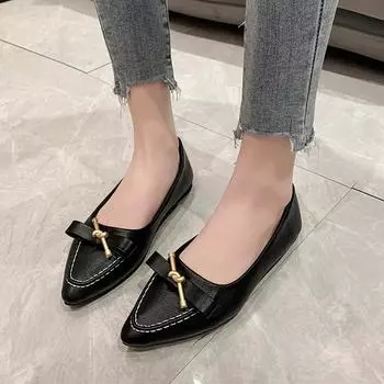 fashion Ladies Shoes 2024 Hot Sale Shallow Women s Flats Fashion Soft Bottom Casual Flat Shoes New Pointed Toe Flat Low Heels Zapatos 35 чёрный