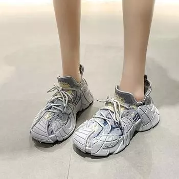 fashion Ladies Shoes 2024 Lace-up Women s Vulcanize Shoes Fashion Color Matching Ladies Casual Shoes New Round Head Classic Sneakers 35 бежевый