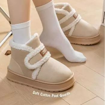 Fashion Ladies Shoes 2024 New Buckle Strap Women s Boots Fashion Short Plush Daily Boots Women Winter Keep Warm Snow Bootszapatos Mujer 36-37 хаки