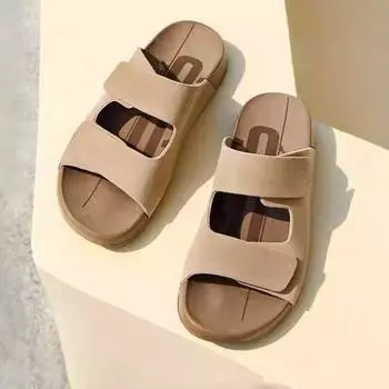 Модная женская обувь 2024 года, новые женские тапочки с открытым носком, летние римские твердые подошвы, повседневные пляжные тапочки на плоской подошве, удобные тапочки 35 хаки