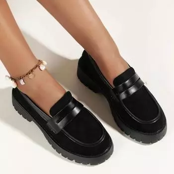 fashion Ladies Shoes 2024 New Slip on Women s Pumps Autumn Loafers Round Toe Solid Solft Sole Casual Comfortable Office Ladies Shoes 36 чёрный