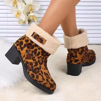 Fashion Ladies Shoes 2024 Plus Size Ankle Women s Boots Warm Modern Boots Women Round Toe Slip on Med Heel Turned-over Edge Shoes Female 36