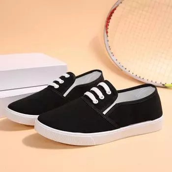 Fashion Lady Classic Round Toe White Canvas Shoes for Student School Women Cool Black Comfort Street Lace Up Shoes Zapatos De Mujer 36 белый