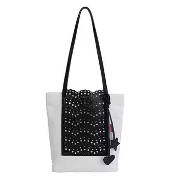 Fashion Large-capacity Canvas Bag Women s Bag New Hollow Armpit Bag Versatile Shoulder Tote Bag