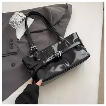 Fashion large-capacity tote bag women s summer new simple and versatile shoulder bag high-end underarm bag чёрный