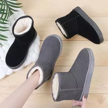 Модные женские туфли большого размера 41, зимние сапоги, зимние сапоги на толстой бархатной платформе, плюшевые теплые хлопковые сапоги, женские сапоги размера 36-42 36 чёрный