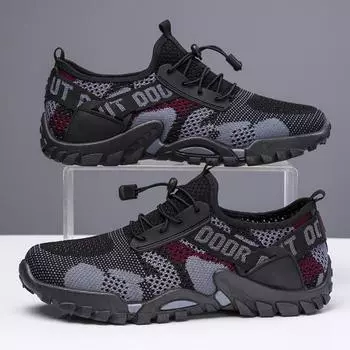Fashion Large Size Men Shoes New Outdoor Mountaineering Shoes for Men Mesh Breathable Comfort Sneakers Men Zapatillas Hombre 39 чёрный