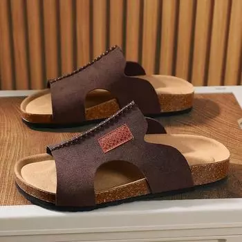 Fashion Large size multi-color casual fashionable comfortable and versatile men s slippers Maleoutdoors and Outdoor slippers Casual 38 бежевый